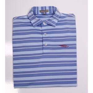 Peter Millar Men's Summer Comfort Blue Striped Performance Golf Polo Shirt M